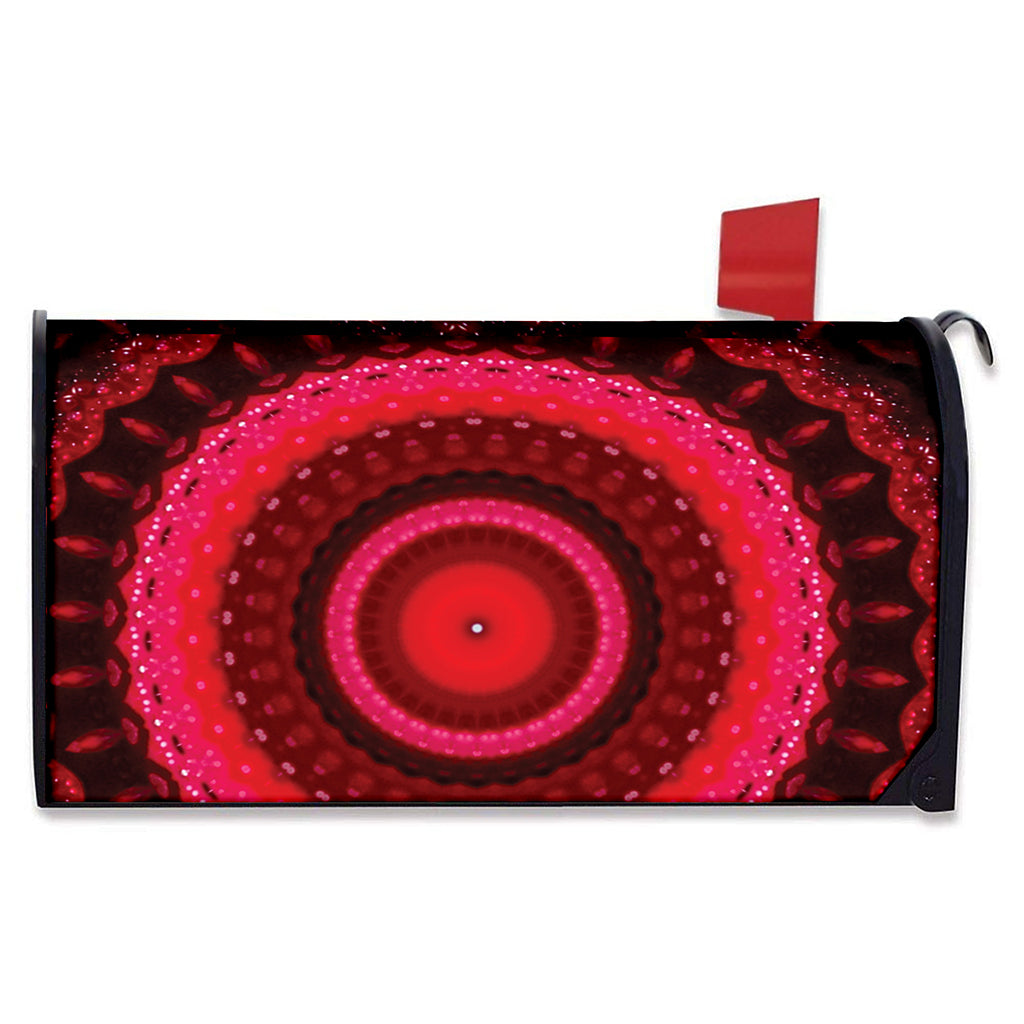 Red Kaleidoscope Print Mailbox Cover