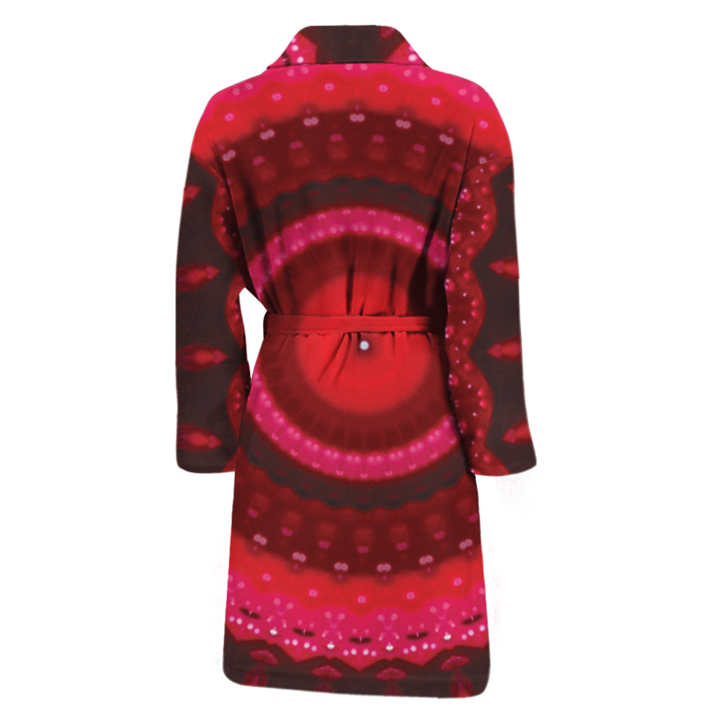 Red Kaleidoscope Print Men's Bathrobe