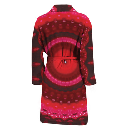 Red Kaleidoscope Print Men's Bathrobe