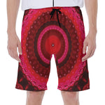 Red Kaleidoscope Print Men's Beach Shorts