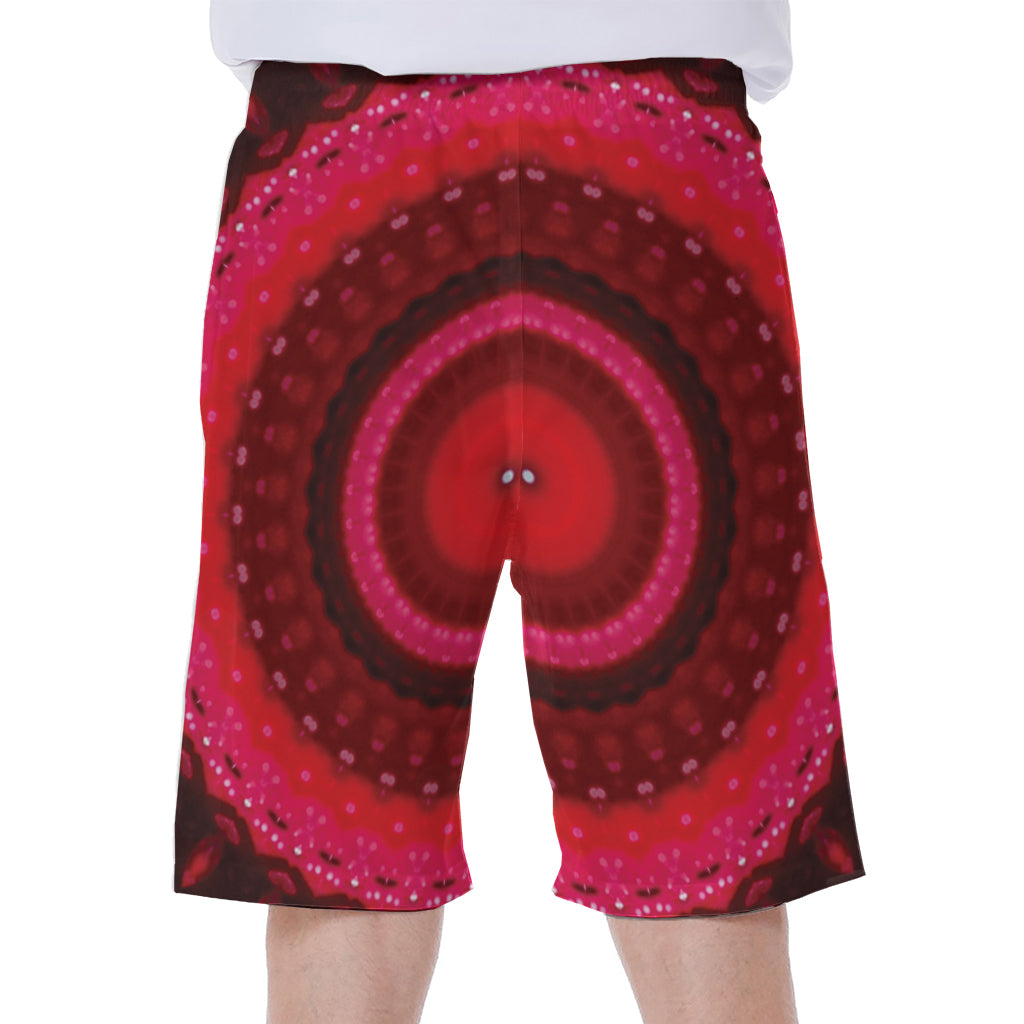Red Kaleidoscope Print Men's Beach Shorts