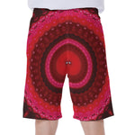 Red Kaleidoscope Print Men's Beach Shorts