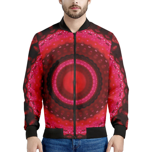 Red Kaleidoscope Print Men's Bomber Jacket
