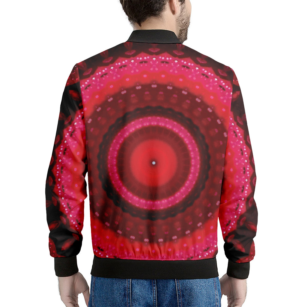 Red Kaleidoscope Print Men's Bomber Jacket
