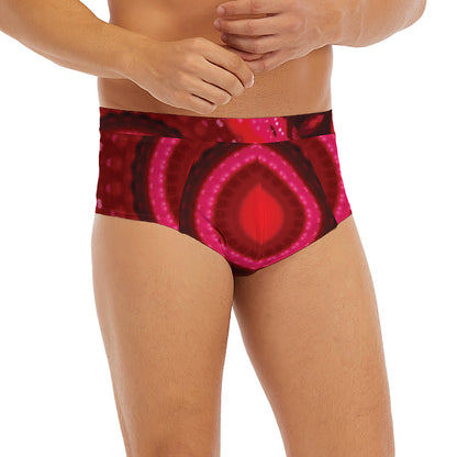 Red Kaleidoscope Print Men's Briefs