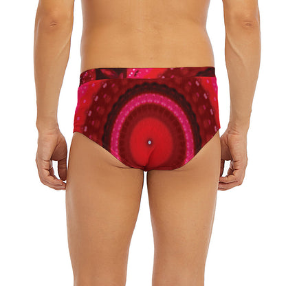 Red Kaleidoscope Print Men's Briefs