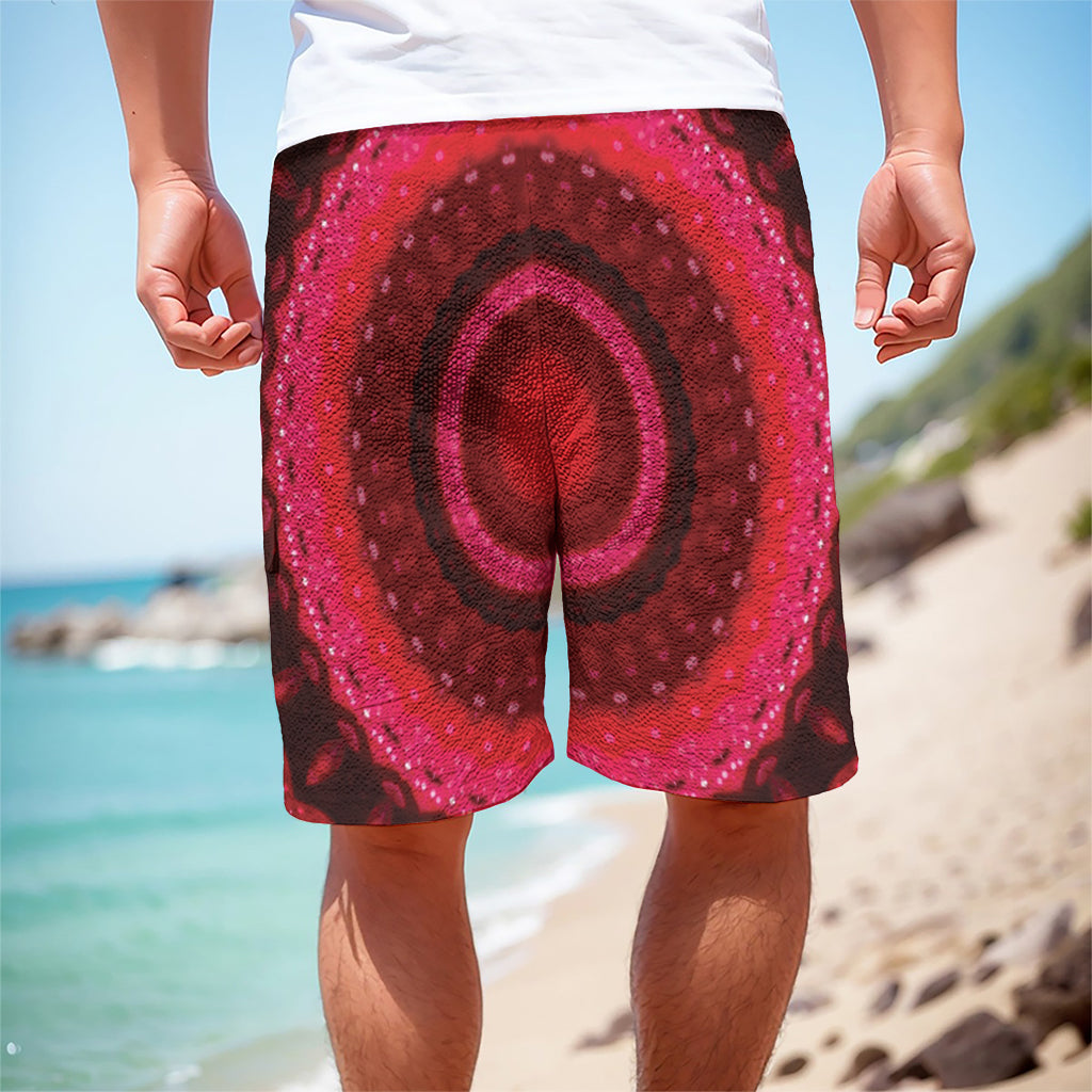 Red Kaleidoscope Print Men's Cargo Shorts
