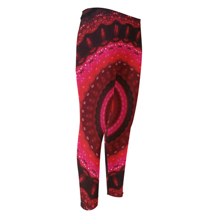 Red Kaleidoscope Print Men's Compression Pants