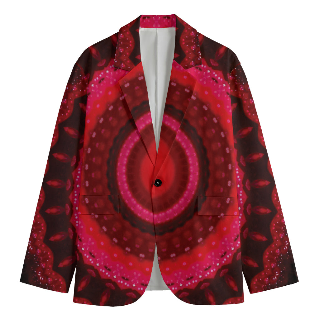 Red Kaleidoscope Print Men's Cotton Blazer
