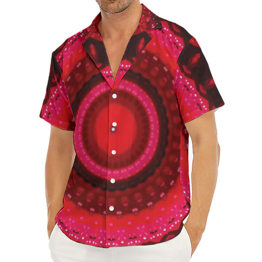 Red Kaleidoscope Print Men's Deep V-Neck Shirt