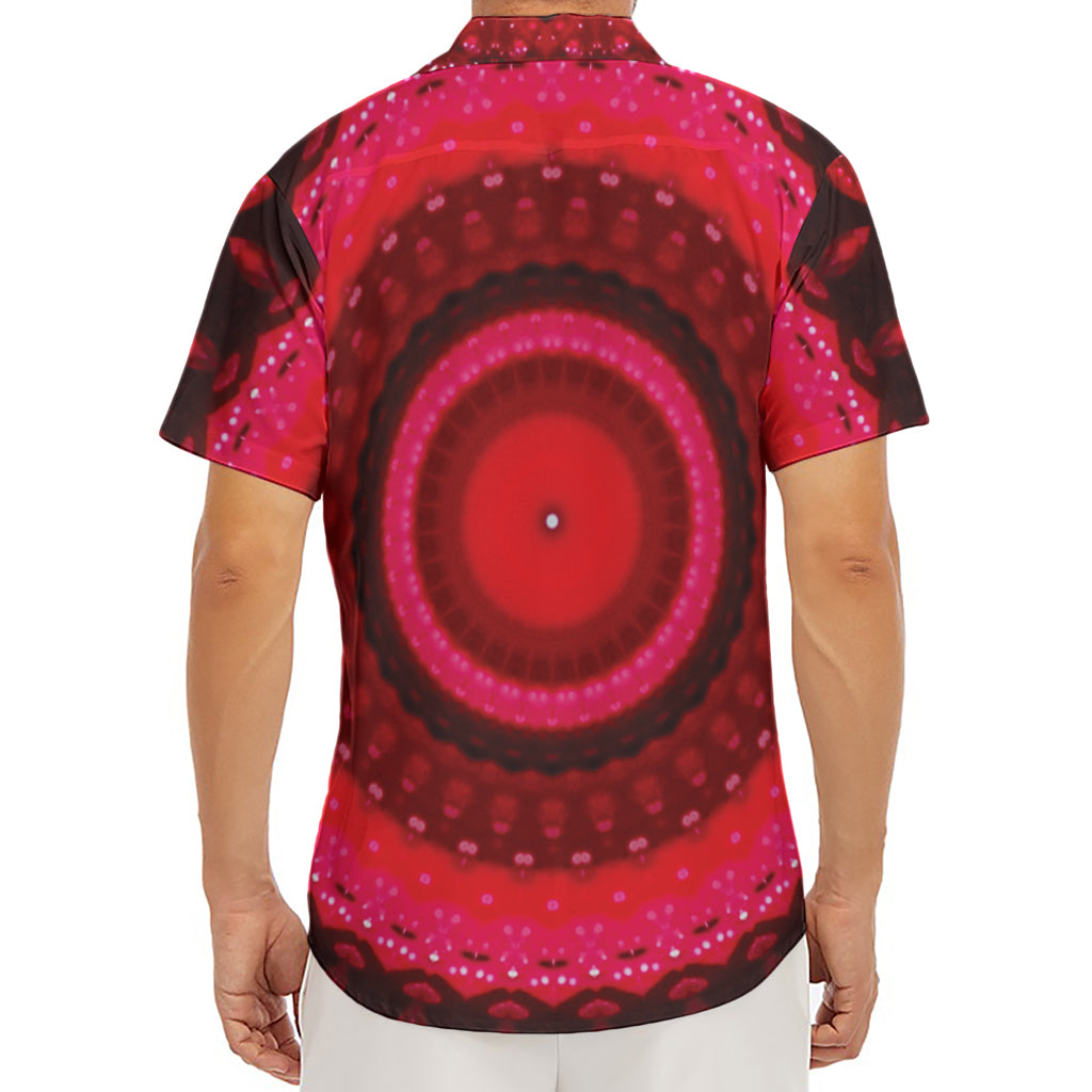 Red Kaleidoscope Print Men's Deep V-Neck Shirt