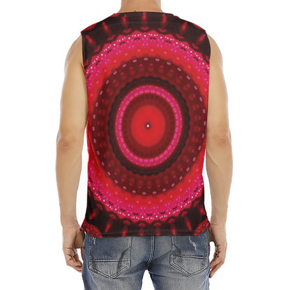 Red Kaleidoscope Print Men's Fitness Tank Top