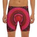 Red Kaleidoscope Print Men's Long Boxer Briefs