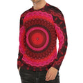 Red Kaleidoscope Print Men's Long Sleeve Rash Guard
