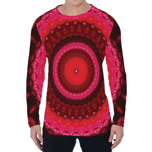 Red Kaleidoscope Print Men's Long Sleeve T-Shirt