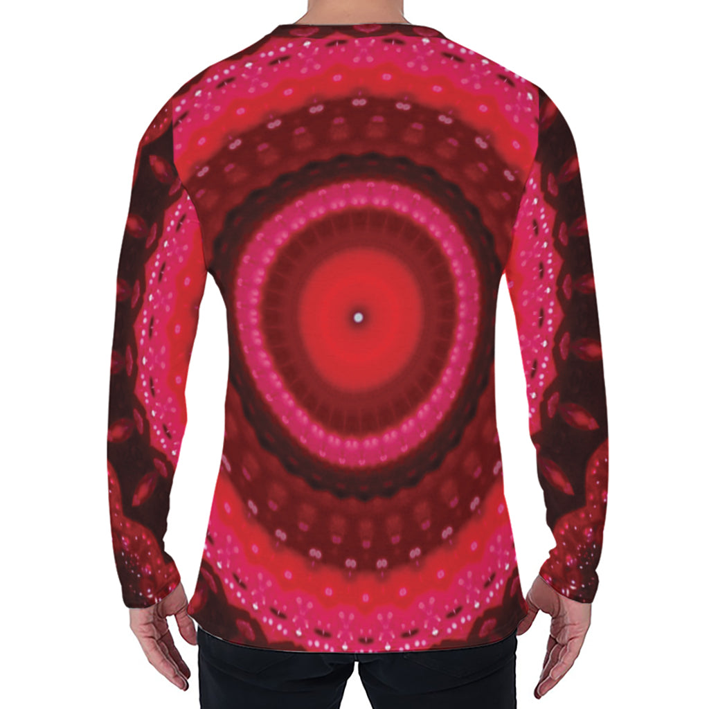 Red Kaleidoscope Print Men's Long Sleeve T-Shirt