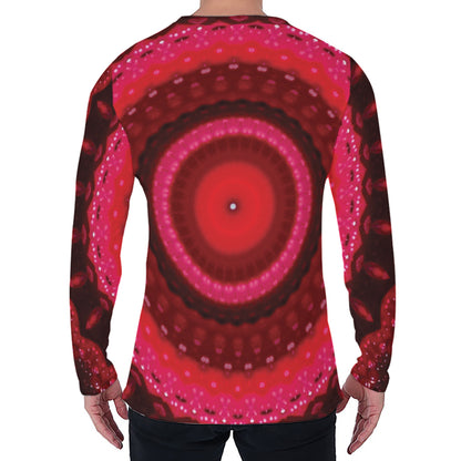 Red Kaleidoscope Print Men's Long Sleeve T-Shirt