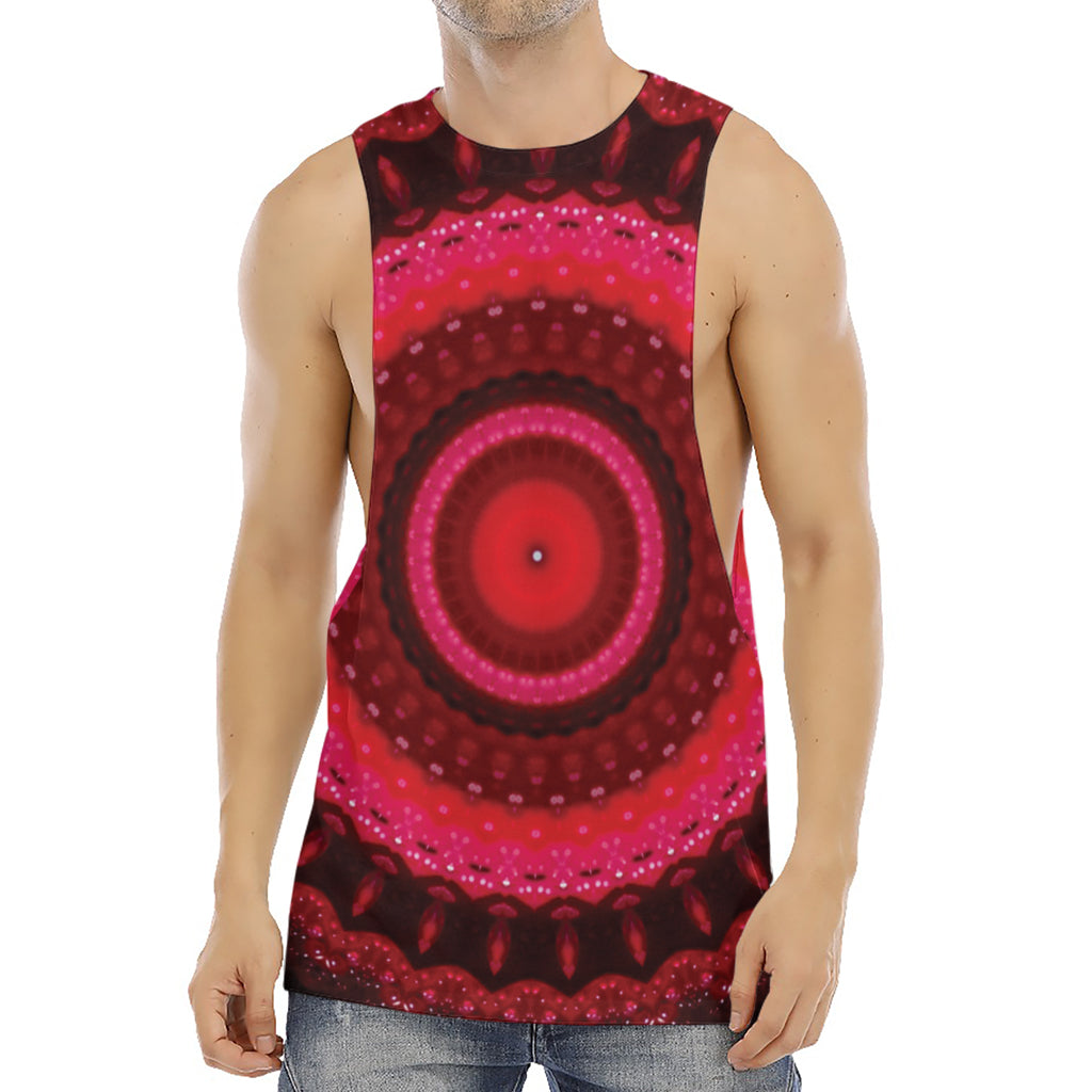 Red Kaleidoscope Print Men's Muscle Tank Top