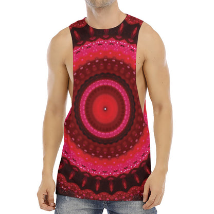 Red Kaleidoscope Print Men's Muscle Tank Top