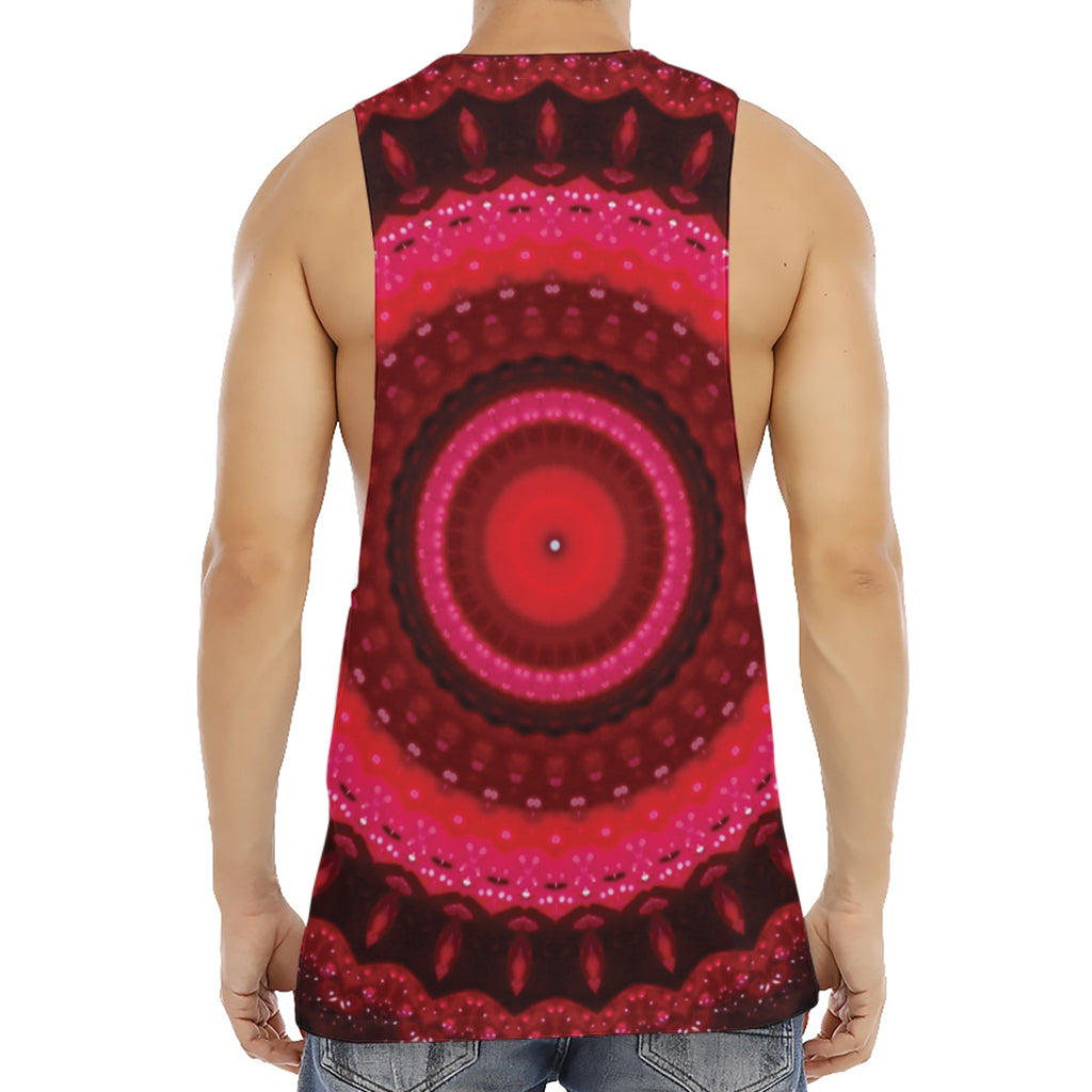 Red Kaleidoscope Print Men's Muscle Tank Top