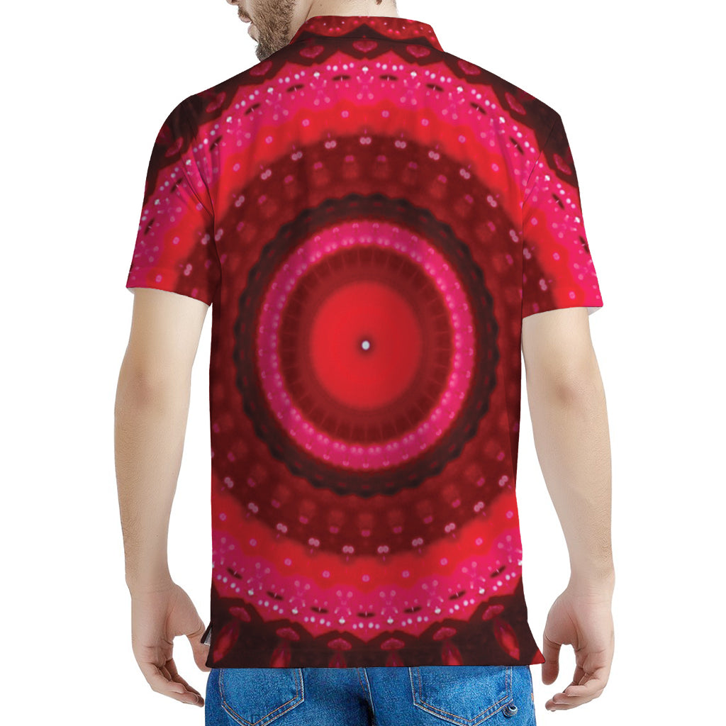 Red Kaleidoscope Print Men's Polo Shirt