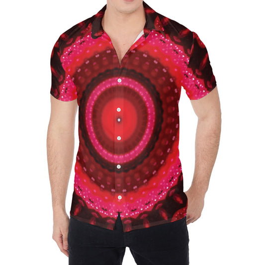 Red Kaleidoscope Print Men's Shirt