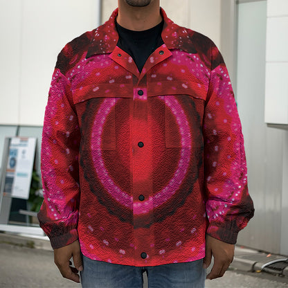 Red Kaleidoscope Print Men's Shirt Jacket