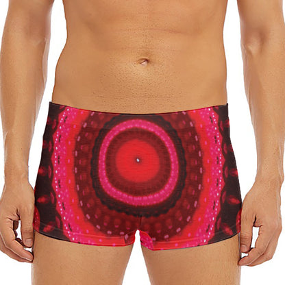 Red Kaleidoscope Print Men's Short Boxer Briefs