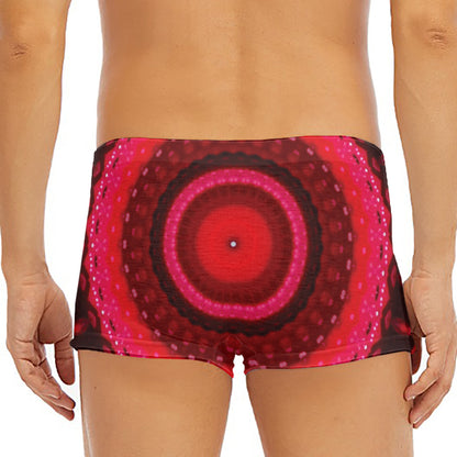 Red Kaleidoscope Print Men's Short Boxer Briefs