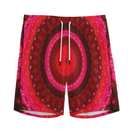 Red Kaleidoscope Print Men's Sports Shorts
