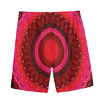 Red Kaleidoscope Print Men's Sports Shorts