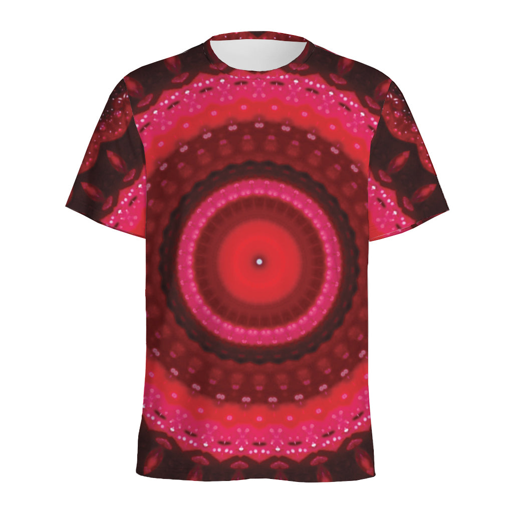 Red Kaleidoscope Print Men's Sports T-Shirt