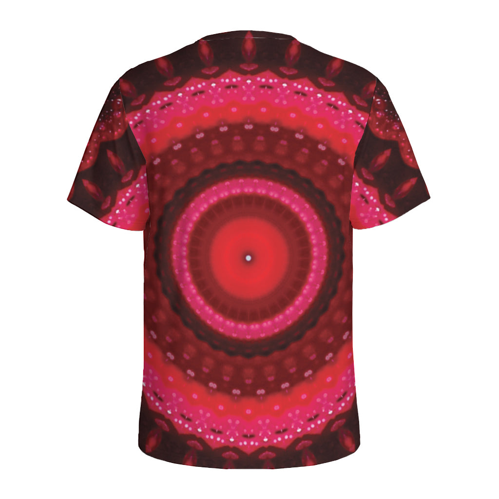 Red Kaleidoscope Print Men's Sports T-Shirt