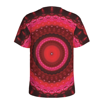 Red Kaleidoscope Print Men's Sports T-Shirt