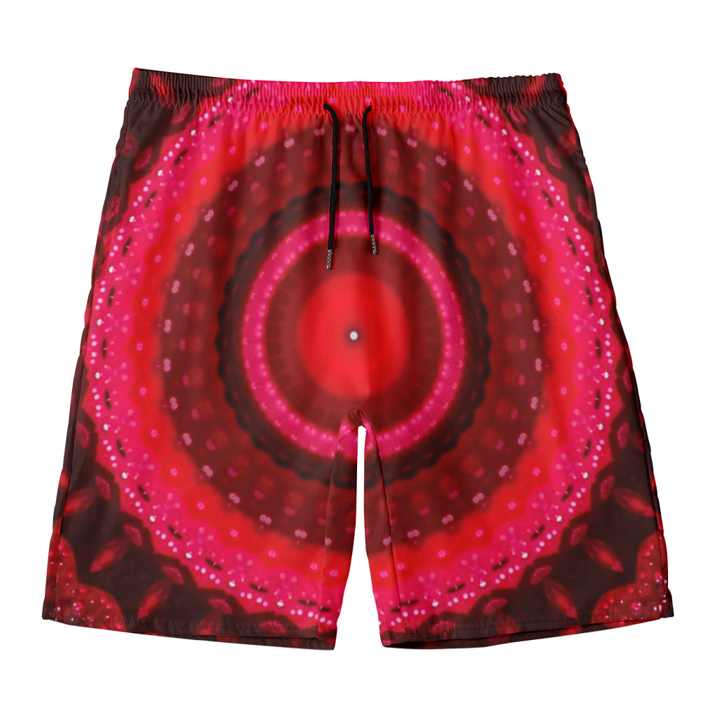 Red Kaleidoscope Print Men's Swim Trunks
