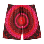 Red Kaleidoscope Print Men's Swim Trunks