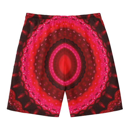 Red Kaleidoscope Print Men's Swim Trunks
