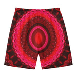 Red Kaleidoscope Print Men's Swim Trunks