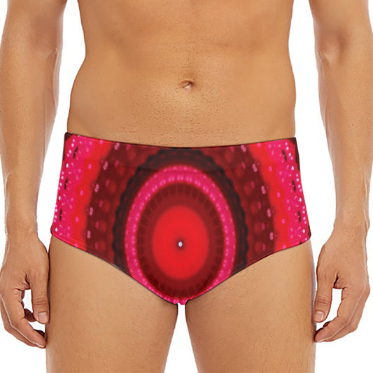 Red Kaleidoscope Print Men's Triangle Swim Briefs