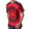 Red Kaleidoscope Print Men's Velvet T-Shirt