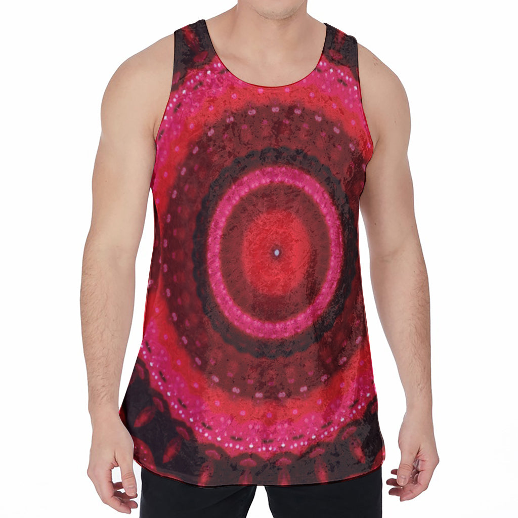 Red Kaleidoscope Print Men's Velvet Tank Top