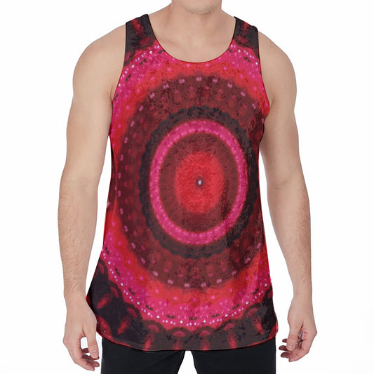 Red Kaleidoscope Print Men's Velvet Tank Top