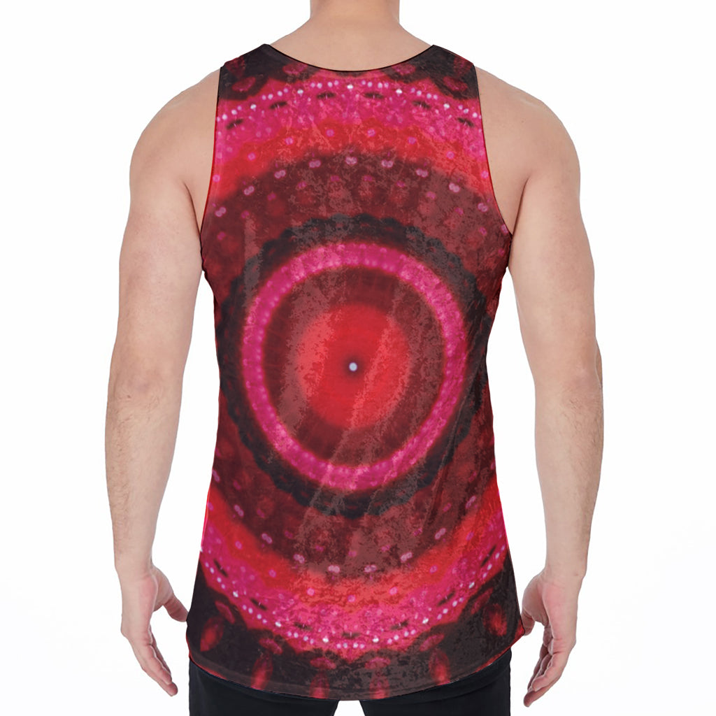 Red Kaleidoscope Print Men's Velvet Tank Top