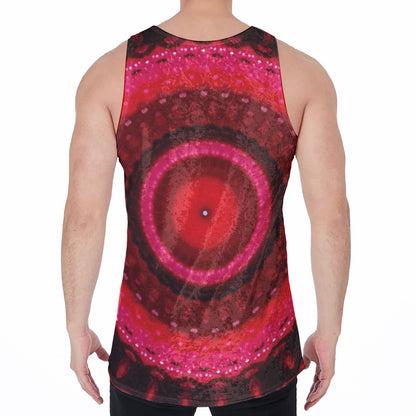 Red Kaleidoscope Print Men's Velvet Tank Top