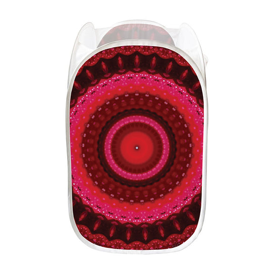 Red Kaleidoscope Print Mesh Laundry Hamper
