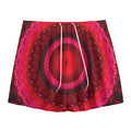 Red Kaleidoscope Print Mesh Shorts