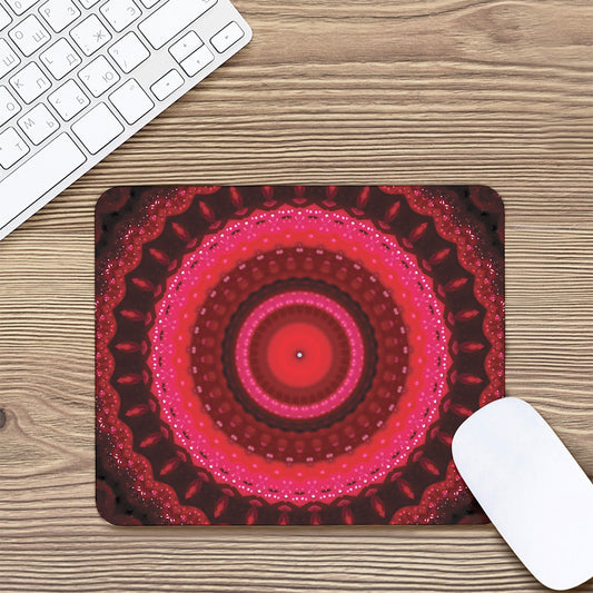 Red Kaleidoscope Print Mouse Pad