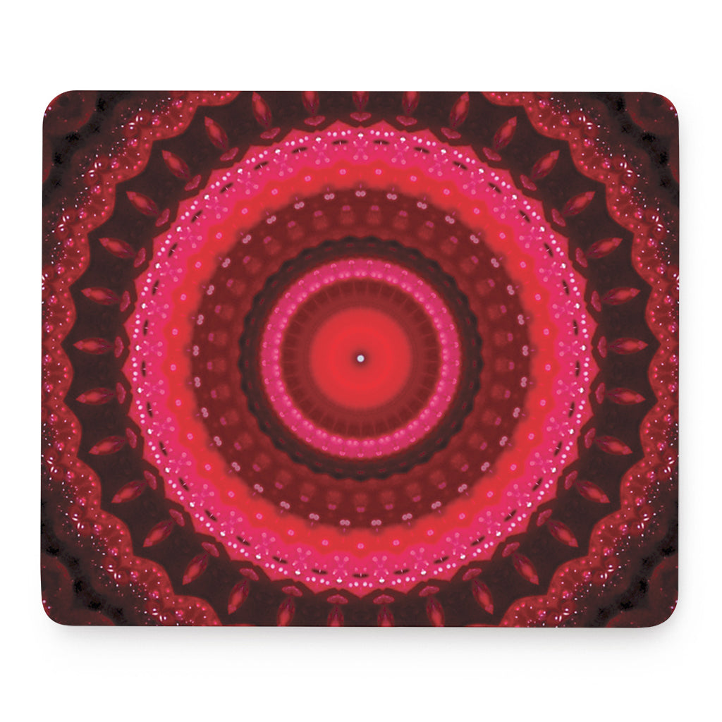 Red Kaleidoscope Print Mouse Pad