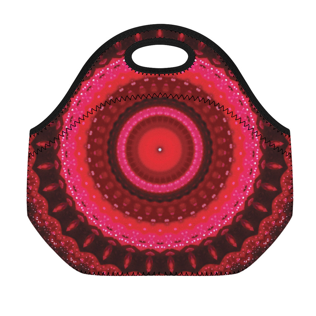 Red Kaleidoscope Print Neoprene Lunch Bag
