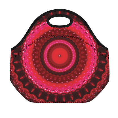 Red Kaleidoscope Print Neoprene Lunch Bag